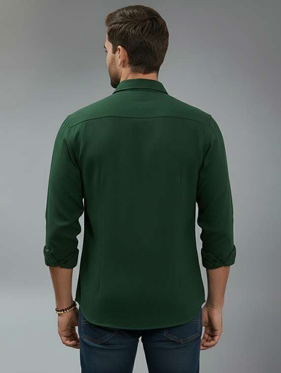 Men Solid Long Sleeve Regular Fit Casual Shirt - 22325102 -  Standard Image - 2