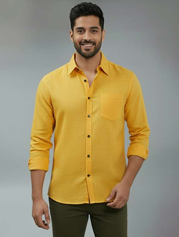 men solid long sleeve regular fit casual shirt