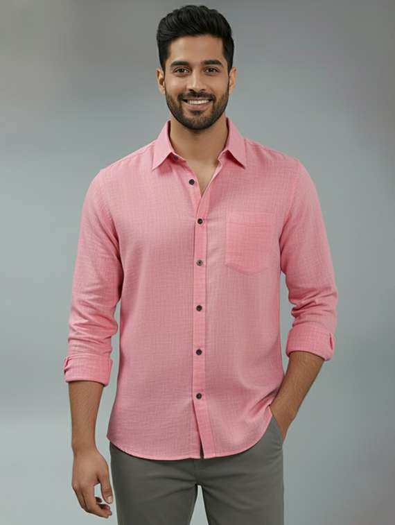 men solid long sleeve regular fit casual shirt