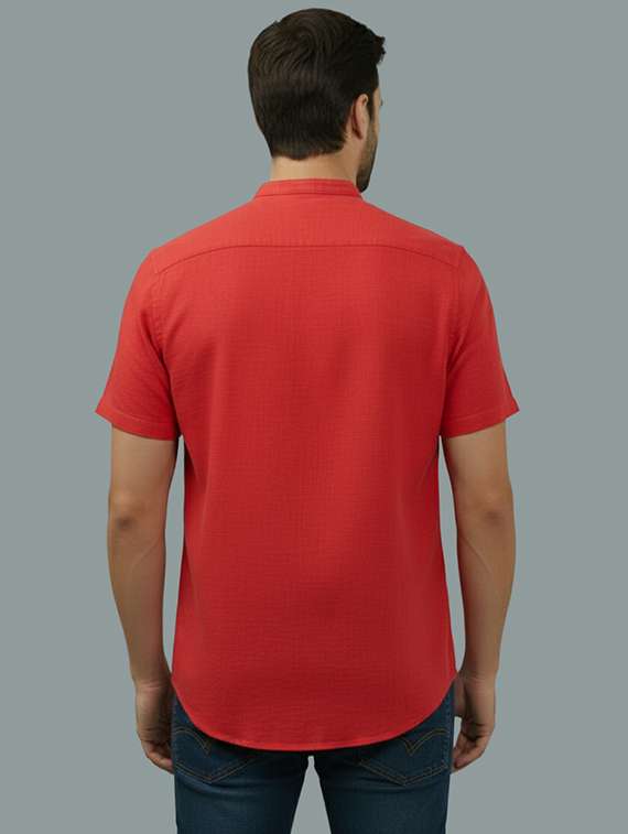 men solid mandarin neck regular fit casual shirt - 22325152 -  Standard Image - 2