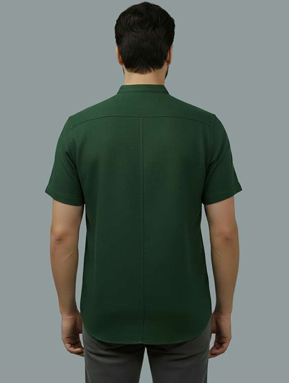 men solid mandarin neck regular fit casual shirt - 22325161 -  Standard Image - 2