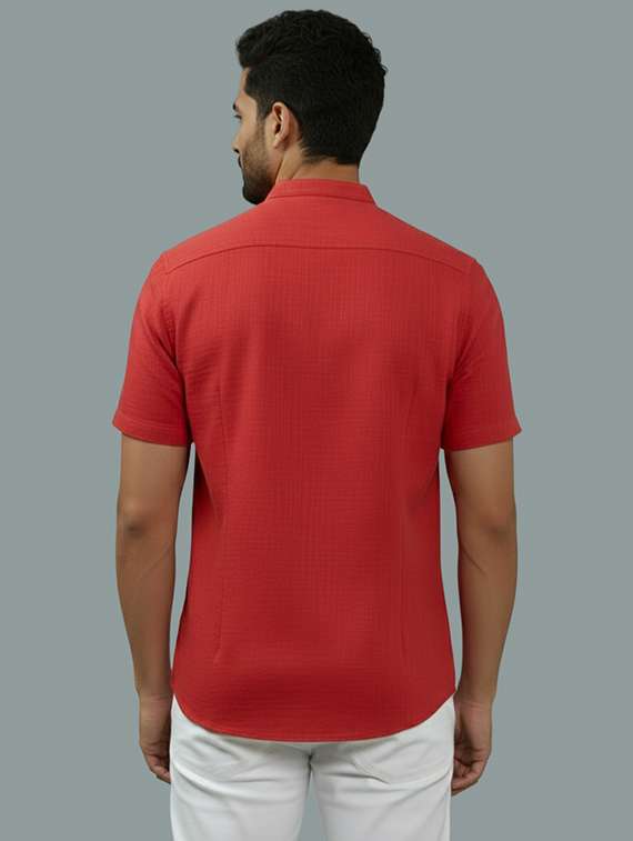 Men Solid Mandarin Neck Regular Fit Casual Shirt - 22325192 -  Standard Image - 2