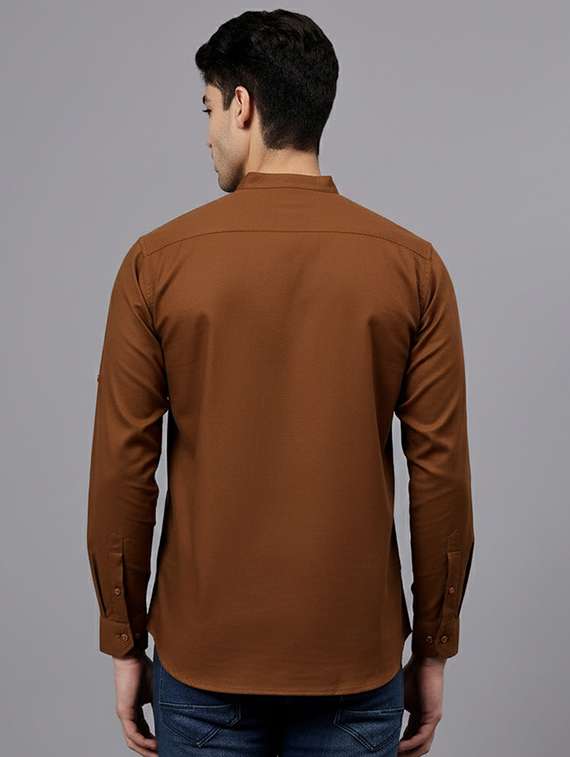 men solid mandarin neck short kurta - 22325229 -  Standard Image - 2