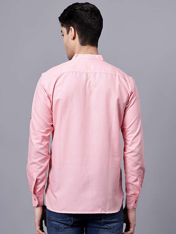 men solid mandarin neck short kurta - 22325237 -  Standard Image - 2