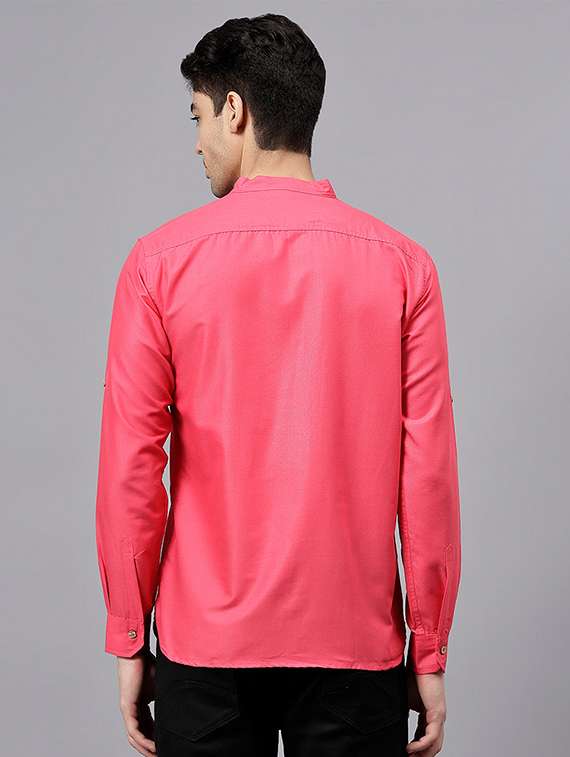 men solid mandarin neck short kurta - 22325238 -  Standard Image - 2