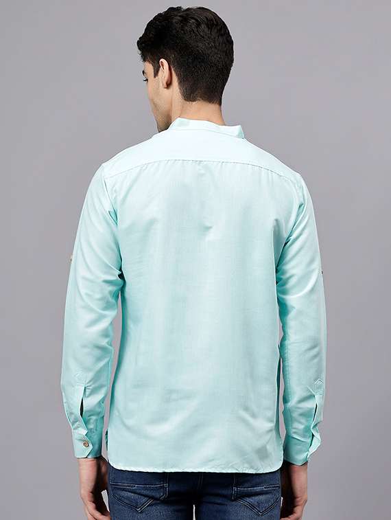 men solid mandarin neck short kurta - 22325239 -  Standard Image - 2