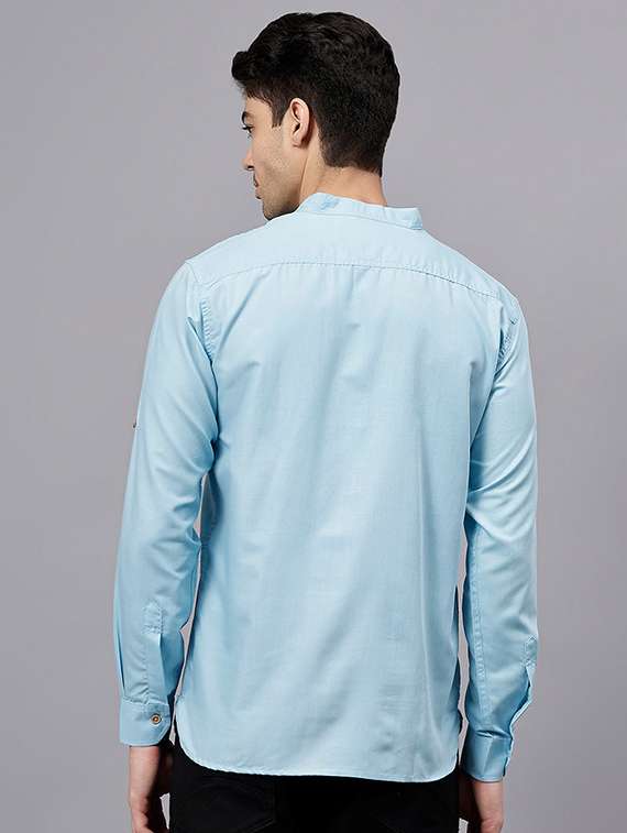 men solid mandarin neck short kurta - 22325243 -  Standard Image - 2