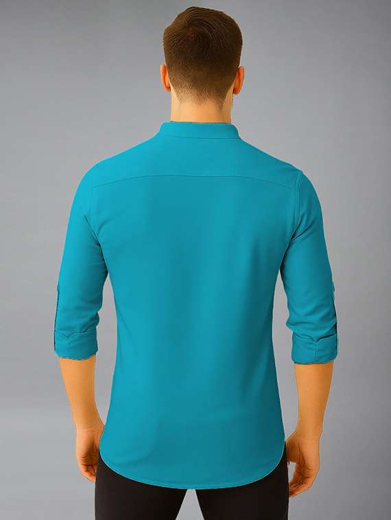 men solid mandarin neck short kurta - 22325249 -  Standard Image - 2