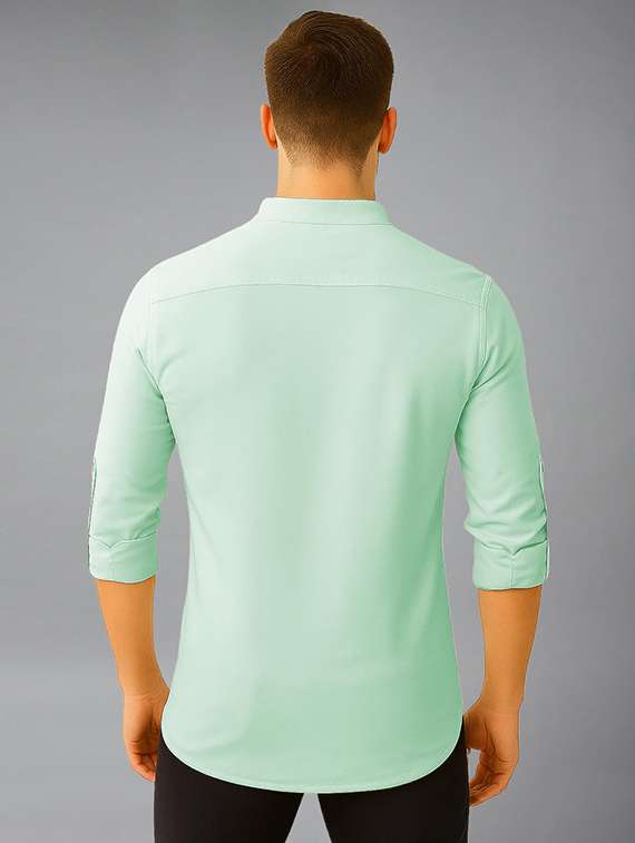 men solid mandarin neck short kurta - 22325253 -  Standard Image - 2