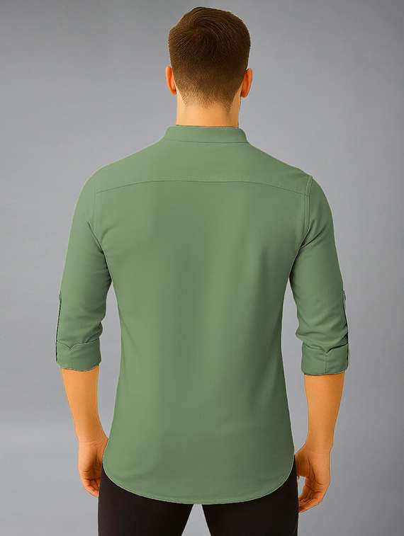 Men Solid Mandarin Neck Short Kurta - 22325260 -  Standard Image - 2