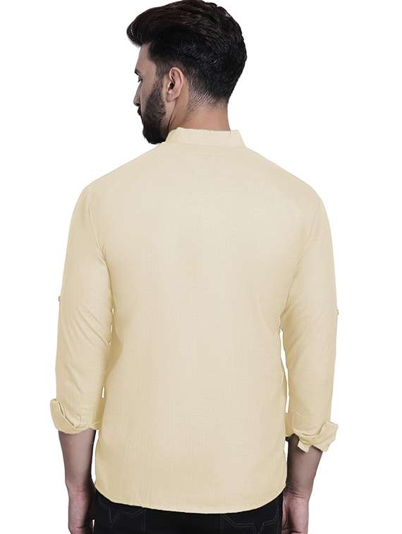 men solid mandarin neck short kurta - 22325267 -  Standard Image - 2