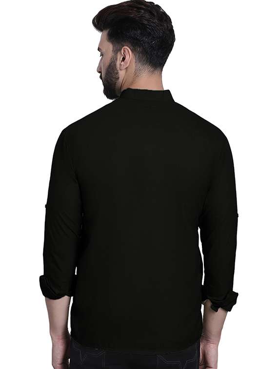 men solid mandarin neck short kurta - 22325268 -  Standard Image - 2
