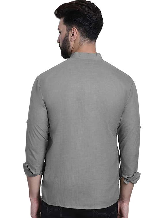 men solid mandarin neck short kurta - 22325270 -  Standard Image - 2