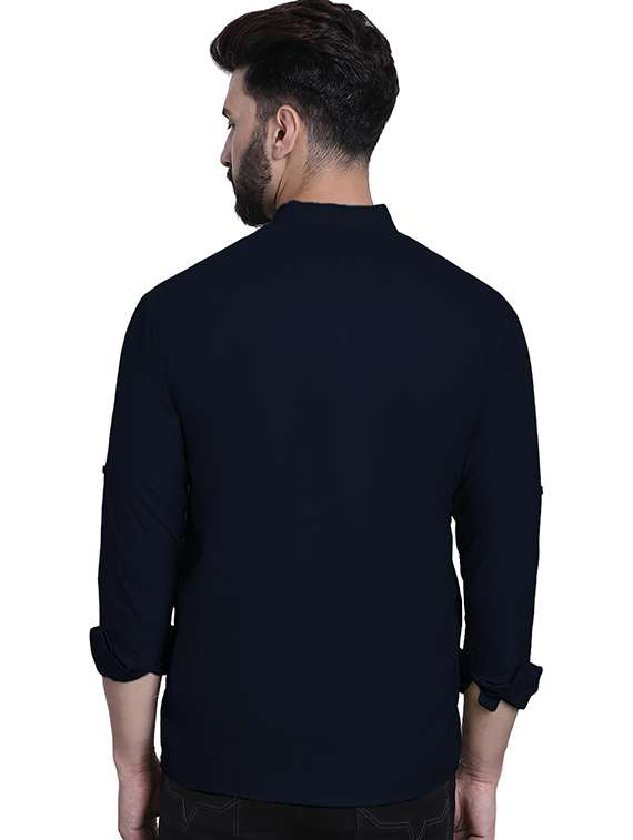 Men Solid Mandarin Neck Short Kurta - 22325272 -  Standard Image - 2