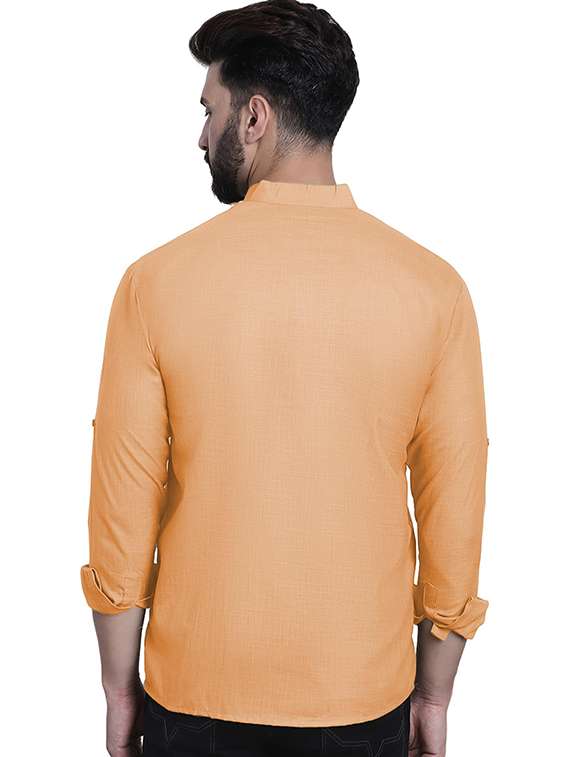men solid mandarin neck short kurta - 22325273 -  Standard Image - 2