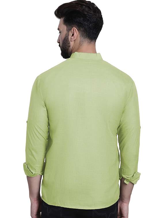 men solid mandarin neck short kurta - 22325279 -  Standard Image - 2