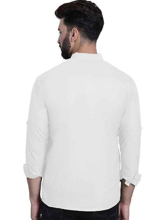 Men Solid Mandarin Neck Short Kurta - 22325282 -  Standard Image - 2