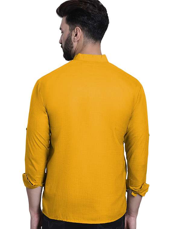 men solid mandarin neck short kurta - 22325283 -  Standard Image - 2