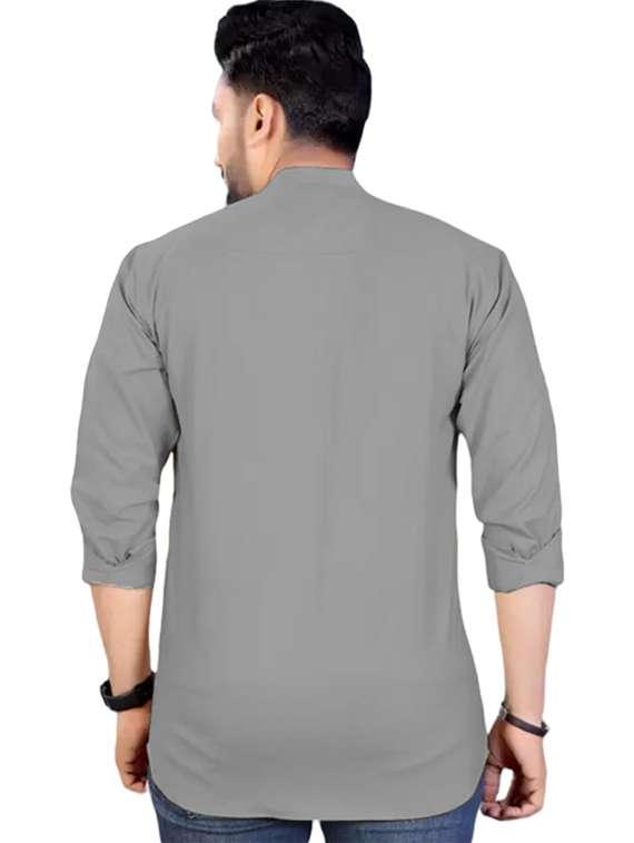 men solid mandarin neck short kurta - 22325287 -  Standard Image - 2