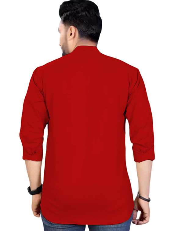 men solid mandarin neck short kurta - 22325294 -  Standard Image - 2