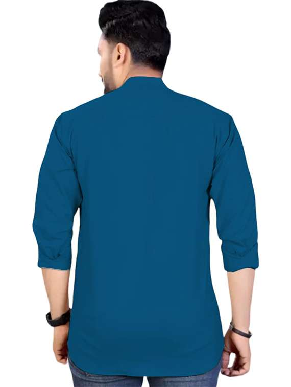 men solid mandarin neck short kurta - 22325295 -  Standard Image - 2