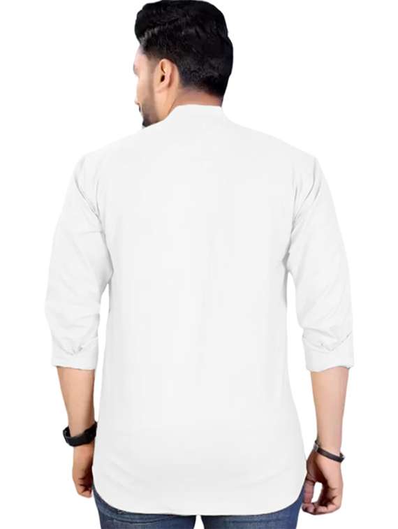 men solid mandarin neck short kurta - 22325299 -  Standard Image - 2