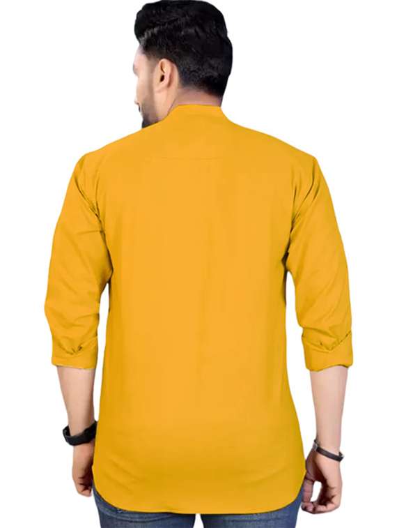 men solid mandarin neck short kurta - 22325300 -  Standard Image - 2