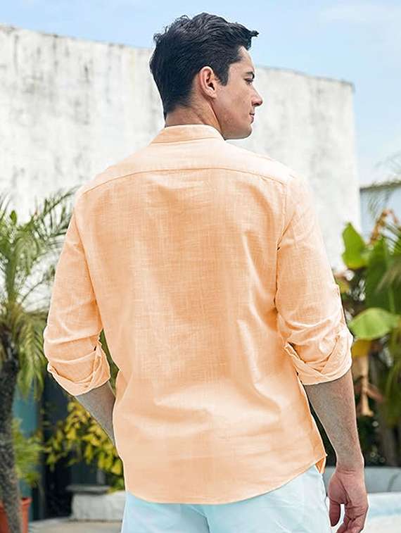 men solid mandarin neck short kurta - 22325376 -  Standard Image - 2