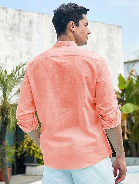 men solid mandarin neck short kurta - 22325377 -  Standard Image - 2