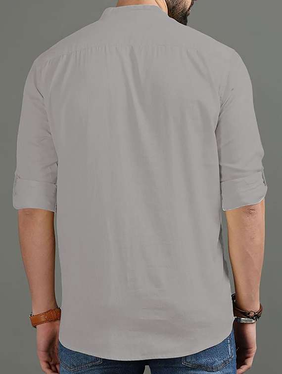 men solid mandarin neck short kurta - 22325404 -  Standard Image - 2