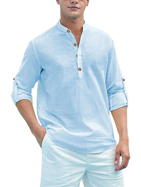 men solid mandarin neck short kurta - 22325429 -  Standard Image - 2