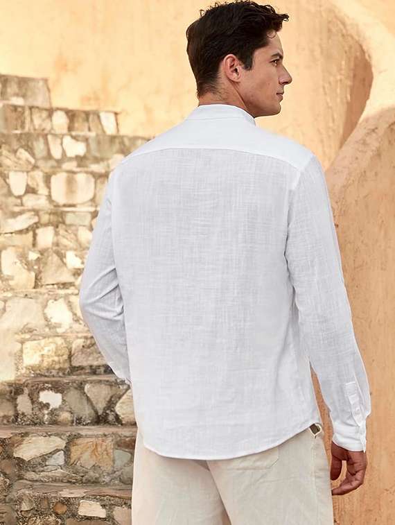 men solid mandarin neck short kurta - 22325431 -  Standard Image - 2