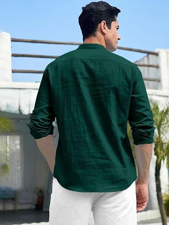 men solid mandarin neck short kurta - 22325484 -  Standard Image - 2