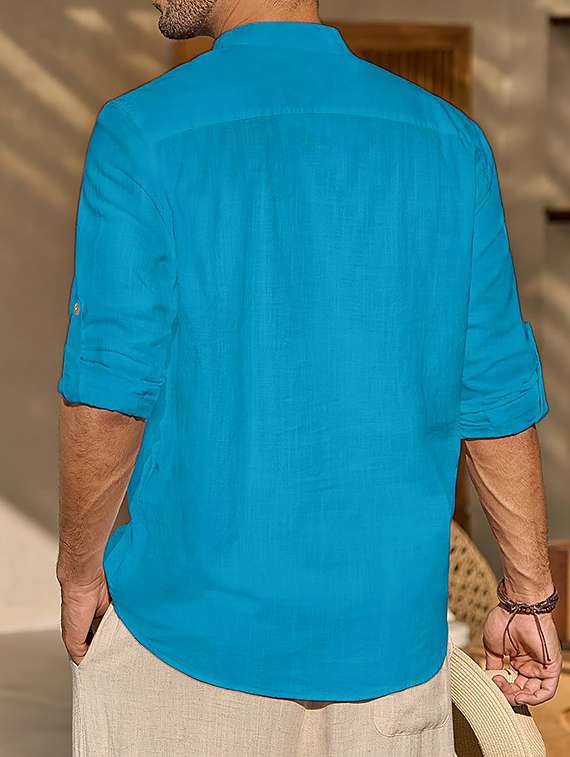 Men Solid Mandarin Neck Short Kurta - 22325510 -  Standard Image - 2