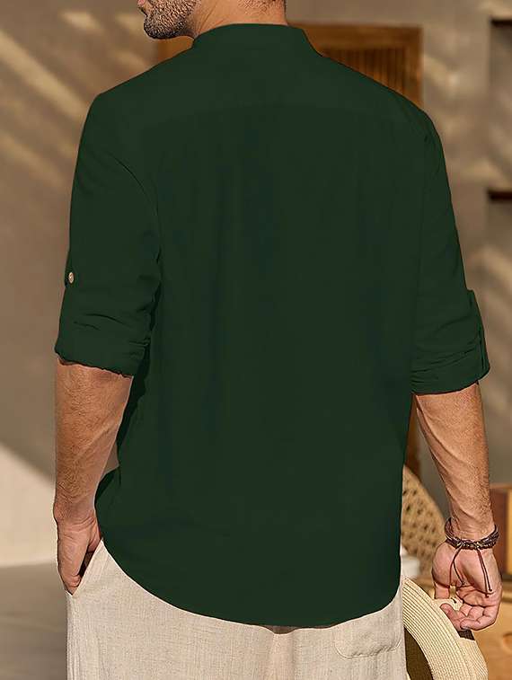 men solid mandarin neck short kurta - 22325519 -  Standard Image - 2