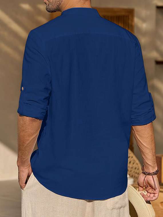 men solid mandarin neck short kurta - 22325527 -  Standard Image - 2