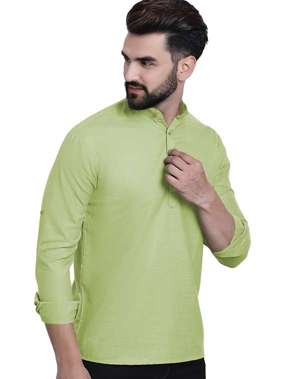 men pack of 2 solid mandarin neck short kurta - 22325542 -  Standard Image - 2