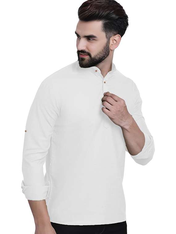 men pack of 2 solid mandarin neck short kurta - 22325545 -  Standard Image - 2