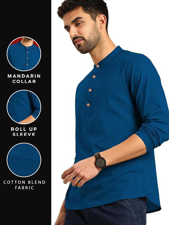 Men Pack Of 2 Solid Mandarin Neck Short Kurta - 22325605 -  Standard Image - 2