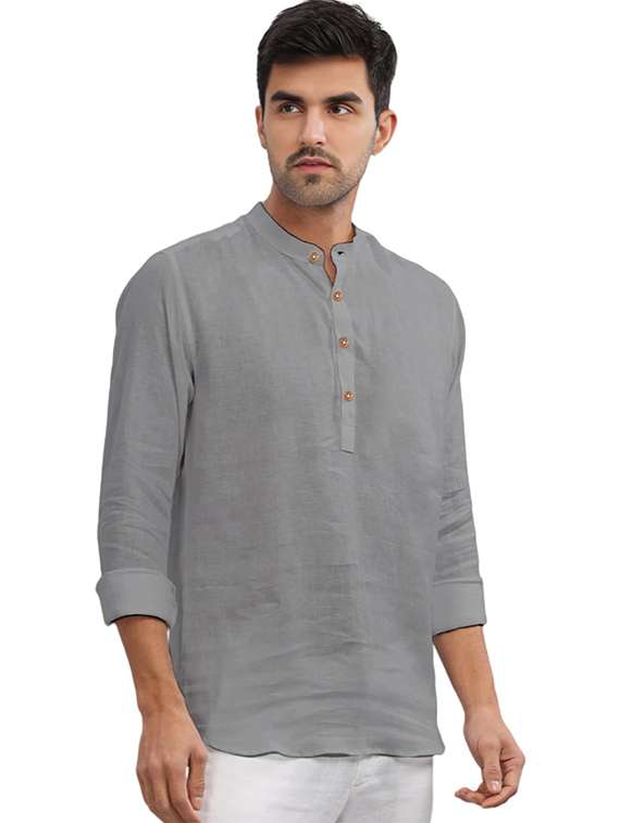 Men Pack Of 2 Solid Mandarin Neck Short Kurta - 22325613 -  Standard Image - 2
