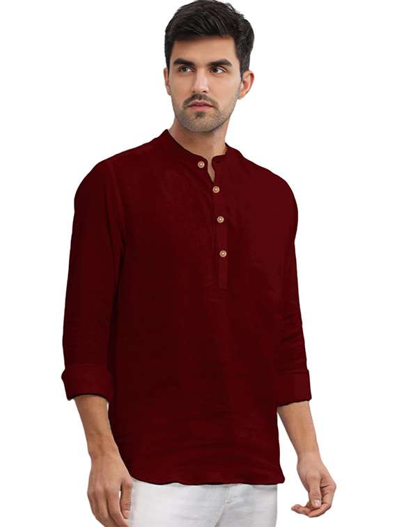 Men Pack Of 2 Solid Mandarin Neck Short Kurta - 22325614 -  Standard Image - 2