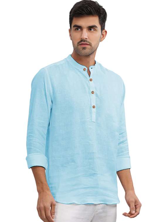 Men Pack Of 2 Solid Mandarin Neck Short Kurta - 22325623 -  Standard Image - 2