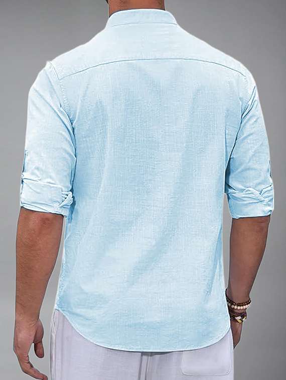 men solid mandarin neck short kurta - 22325964 -  Standard Image - 2
