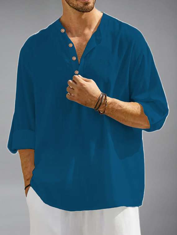 men solid mandarin neck short kurta - 22325985 -  Standard Image - 2