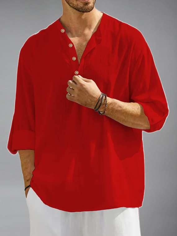 men solid mandarin neck short kurta - 22325986 -  Standard Image - 2