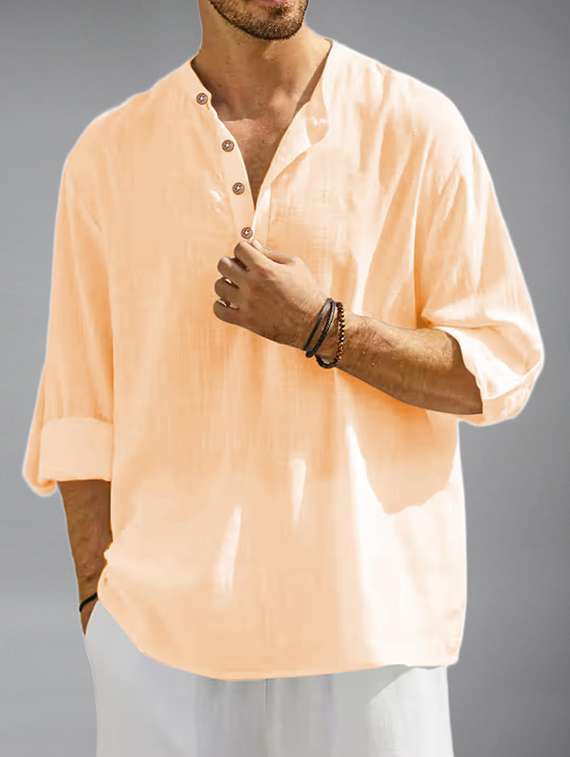 men solid mandarin neck short kurta - 22325990 -  Standard Image - 2