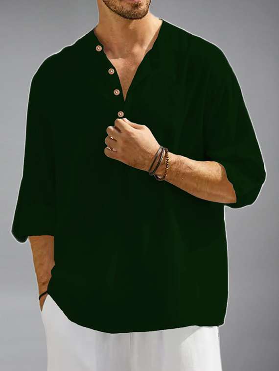 men solid mandarin neck short kurta - 22325995 -  Standard Image - 2