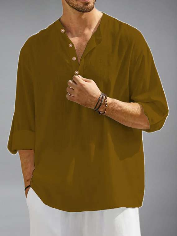 men solid mandarin neck short kurta - 22325997 -  Standard Image - 2