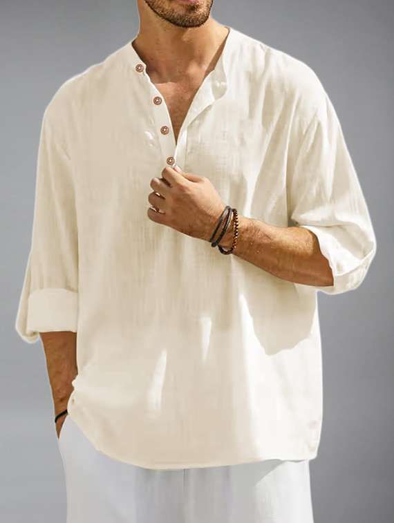 men solid mandarin neck short kurta - 22326000 -  Standard Image - 2