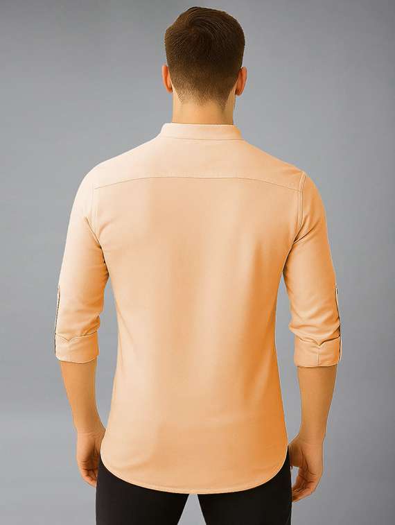 men solid mandarin neck short kurta - 22326010 -  Standard Image - 2